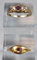22ct gold and ruby ring. 2.6g approx. Size L. Together with a 9ct gold and ruby ring. 1.8g approx.