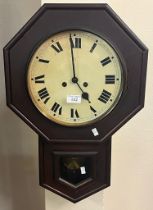 Early 20th century stained oak octagonal two train wall clock. (B.P. 21% + VAT)