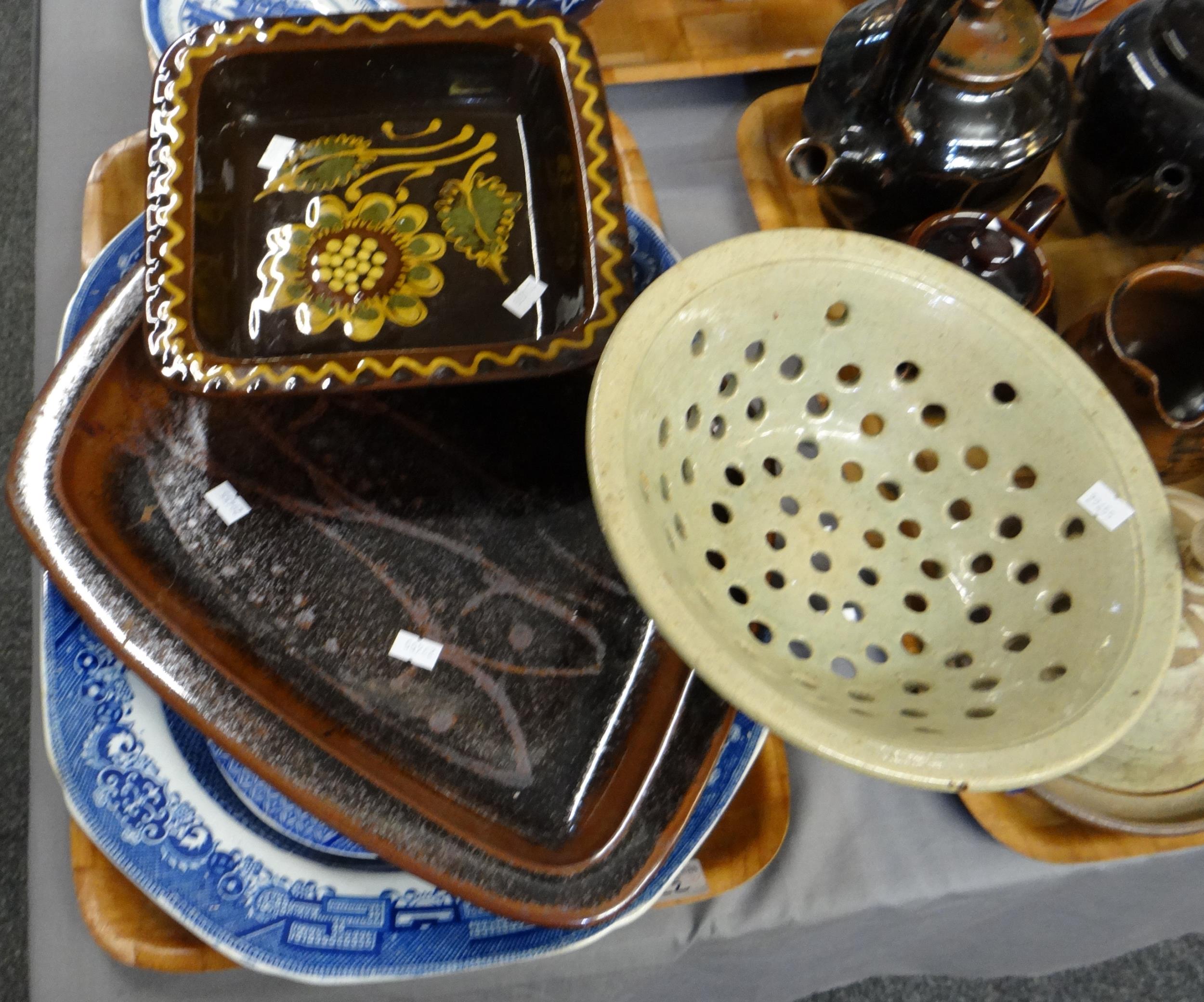 Three trays of Art pottery to include: various jugs, lidded canister, mug, teapots, cheese bell, - Image 3 of 3