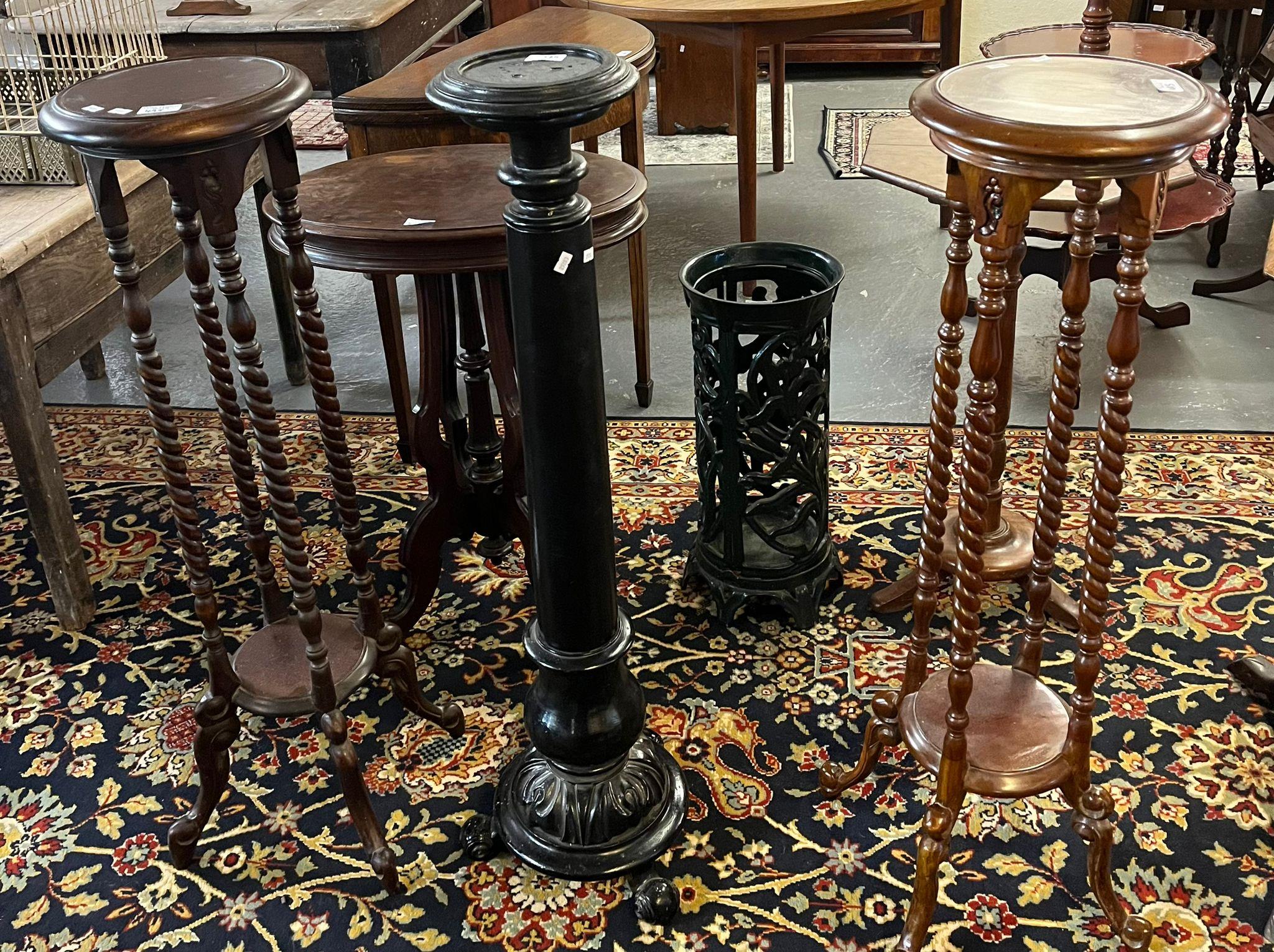 Collection of furnishing items to include: various torchere stands, octagonal occasional table and - Image 2 of 2