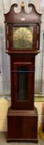 Modern mahogany brass faced long case clock marked 'E J Goodfellow, Wadebridge'. (B.P. 21% + VAT)