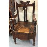 19th century stained elm and beech commode armchair. (B.P. 21% + VAT)