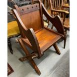 Late 19th century pitch pine Glastonbury gothic design church/chapel chair. (B.P. 21% + VAT)