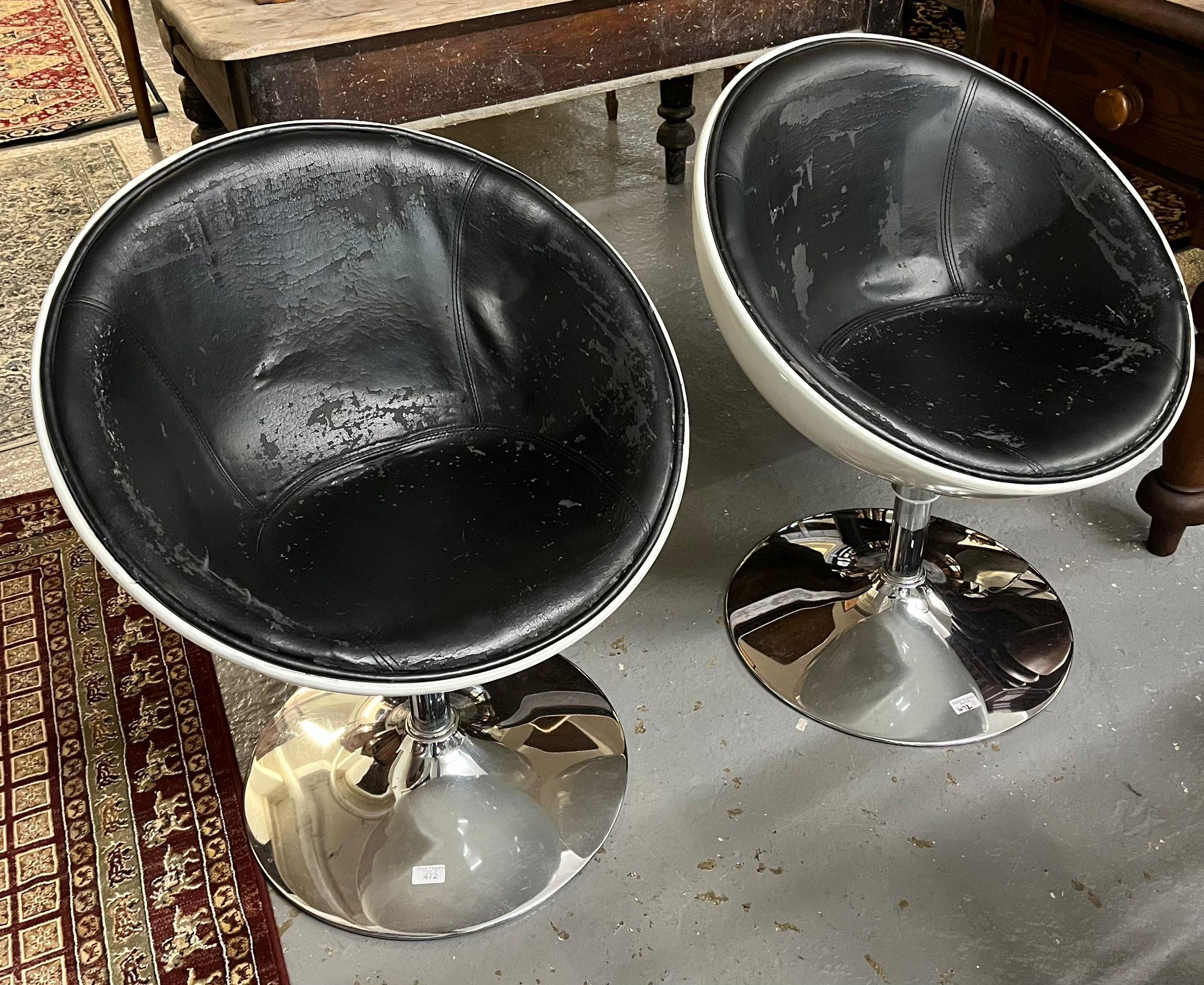 Pair of 20th century swivel egg chairs on chrome finish circular bases. (2) (B.P. 21% + VAT)