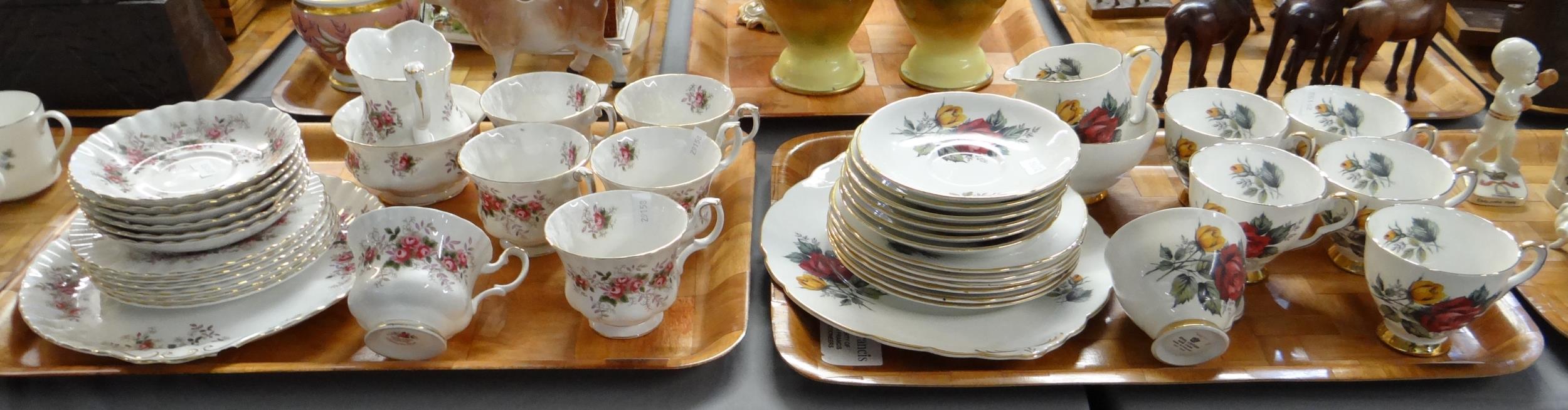 Three trays of tea and coffeeware to include: Royal Albert English bone china 'Lavender Rose' part - Image 2 of 3