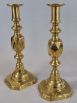 Pair of brass 'The Queen of Diamonds' candlesticks. (B.P. 21% + VAT)