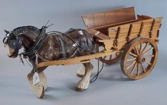 Ceramic study of a Shire horse with wooden cart. (B.P. 21% + VAT)