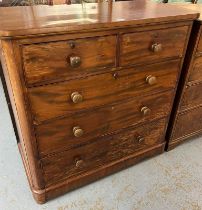 Victorian mahogany straight front chest of two short and three long drawers on a projecting base and