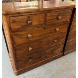 Victorian mahogany straight front chest of two short and three long drawers on a projecting base and