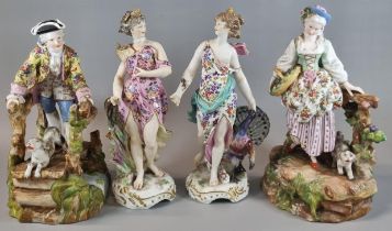 Collection of 19th century Sitzendorf and similar continental porcelain figurines to include: