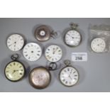 Bag of assorted pocket watches, some silver and pocket watch movements to include: Waltham,