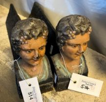 Pair of early 20th century cast metal figure head andirons. (B.P. 21% + VAT)