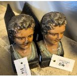 Pair of early 20th century cast metal figure head andirons. (B.P. 21% + VAT)