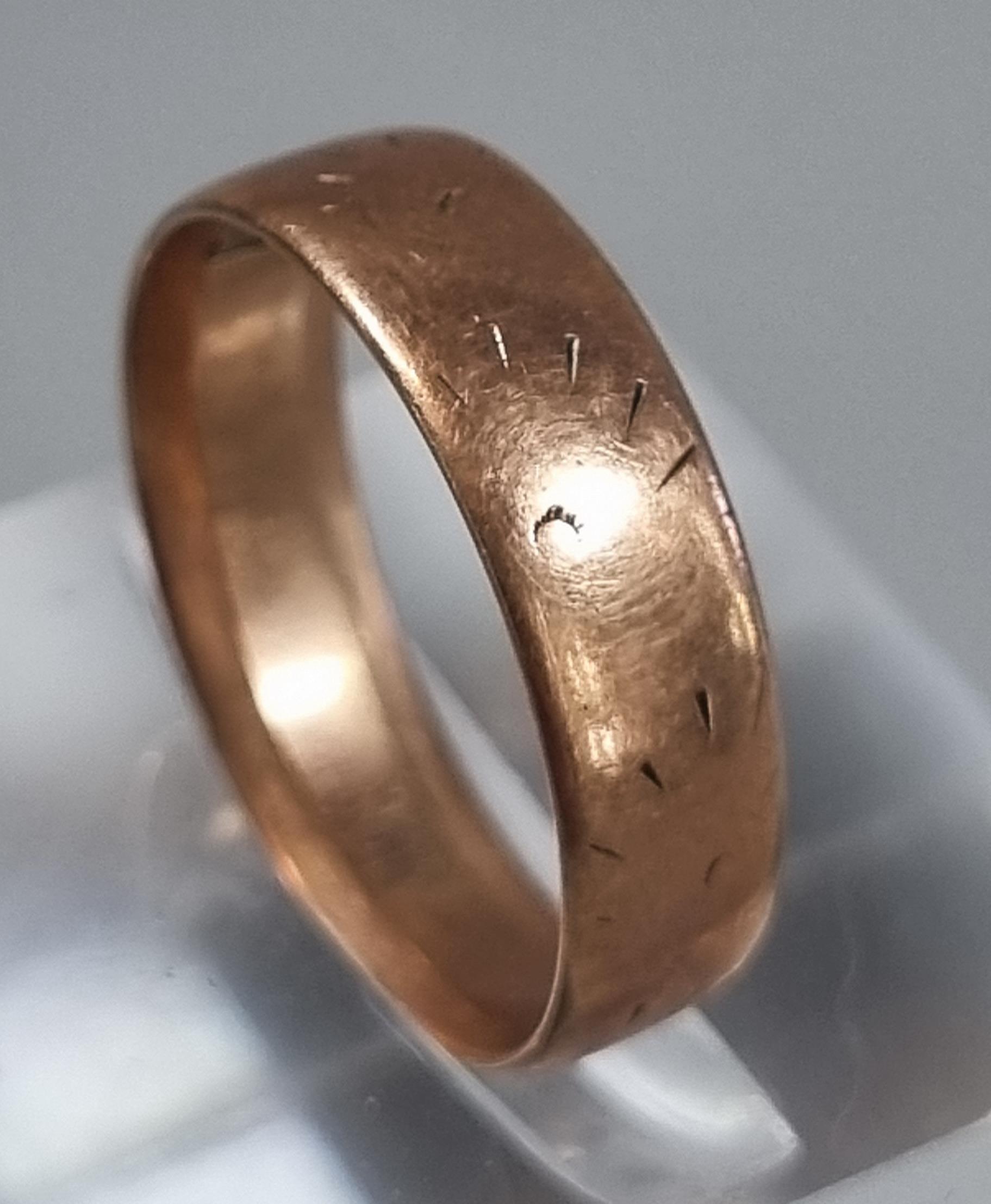 9ct rose gold wedding band. 2.4g approx. Size K. (B.P. 21% + VAT) - Image 2 of 4