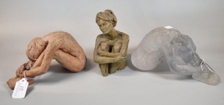 Collection of nude models in varying materials and poses, terracotta, resin etc (3) (B.P. 21% + VAT)