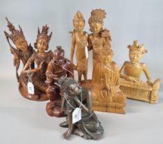 Collection of modern Balinese and Oriental figurines and figure groups, Buddha etc. (6) (B.P.