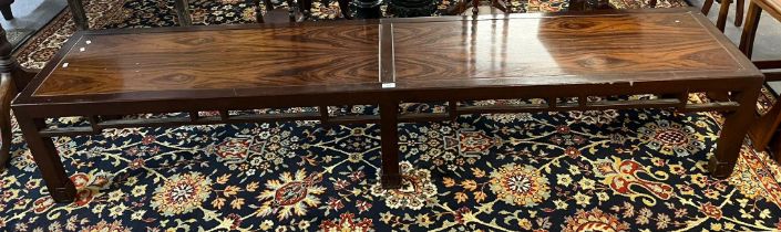 Chinese hardwood low bench/table. 225x45x42cm approx. (B.P. 21% + VAT)