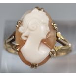 9ct gold cameo dress ring. 4.3g approx. Size O. (B.P. 21% + VAT)