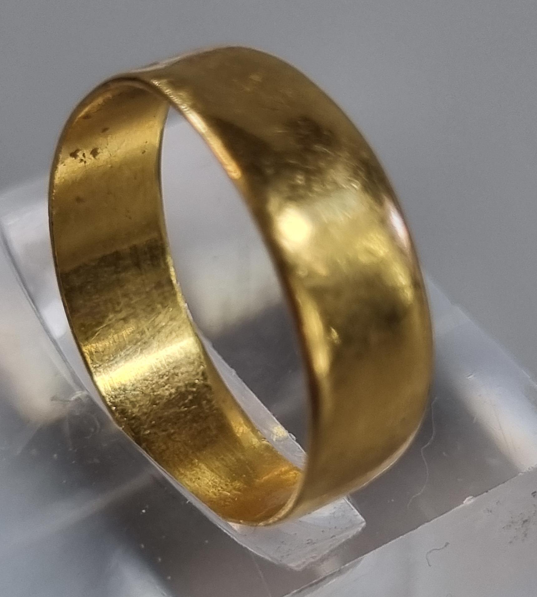 22ct gold wedding band. 2.1g approx. size K. (B.P. 21% + VAT) - Image 2 of 4