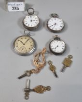 Group of assorted open faced pocket watches, two silver. (B.P. 21% + VAT)