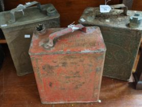 Three vintage petrol cans, one marked 'Esso'. (3) (B.P. 21% + VAT)