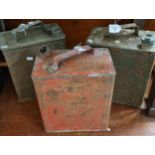 Three vintage petrol cans, one marked 'Esso'. (3) (B.P. 21% + VAT)