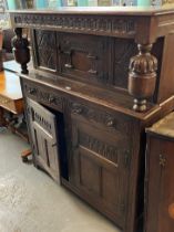 17th century style carved oak court cupboard/deuddarn. (B.P. 21% + VAT)