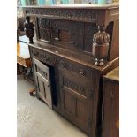 17th century style carved oak court cupboard/deuddarn. (B.P. 21% + VAT)