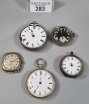Group of assorted pocket and wristwatches various, including: silver keyless open faced pocket