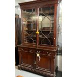 19th century mahogany two stage astragal glazed bookcase cabinet. 140x56x240cm approx. (B.P. 21% +
