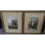 Venetian School, canal scenes, a pair. Coloured prints. 39x28cm approx. Framed and glazed. (2) (B.P.