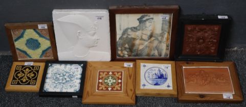 Group of assorted tiles and similar items to include: Dutch Delt etc., together with a plaster