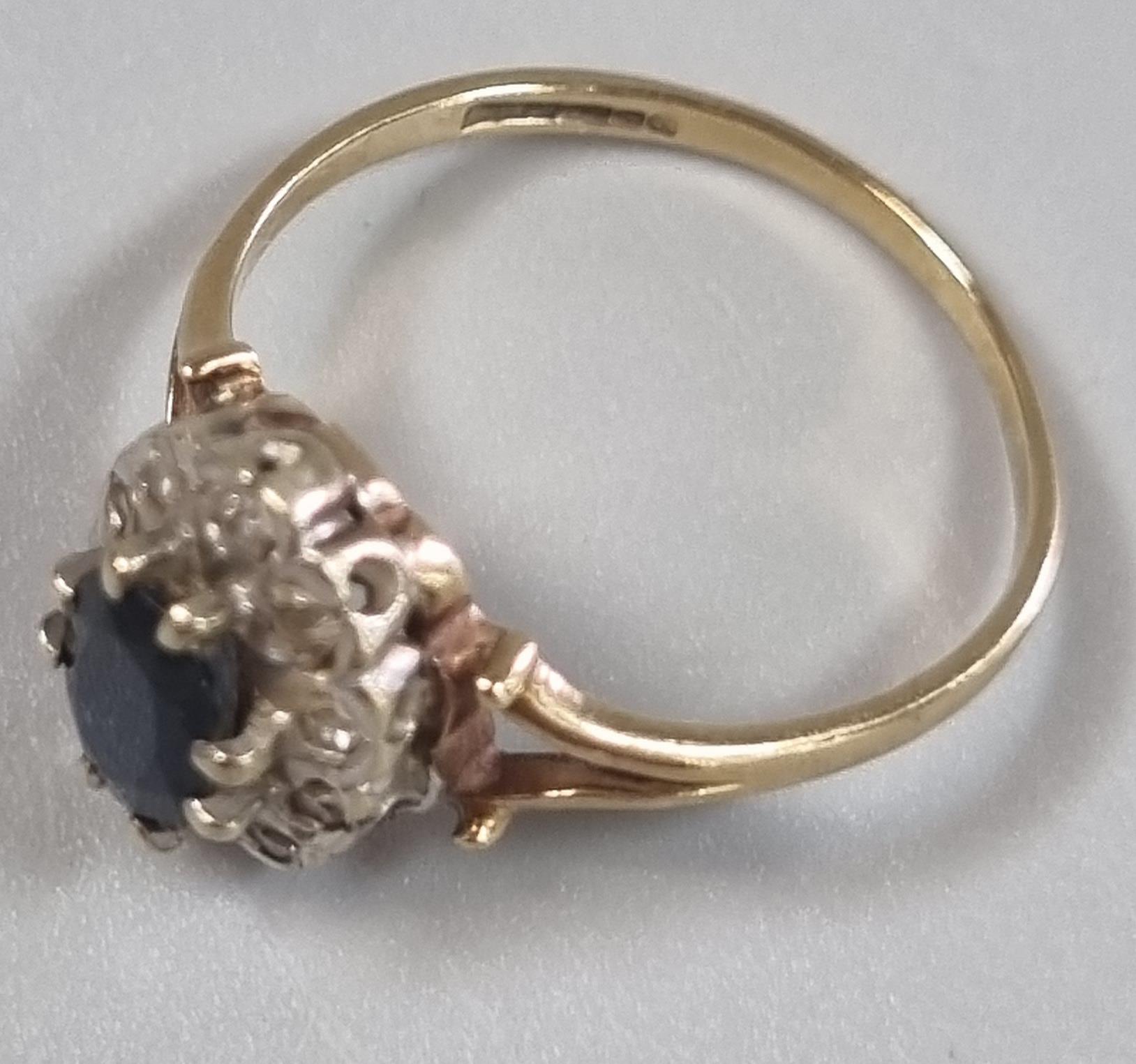 9ct gold diamond and sapphire ring. 2.2g approx. Size O1/2. (B.P. 21% + VAT) - Image 4 of 4