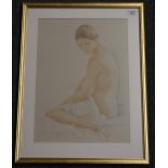 Louisa Dominguez (20th century British), 'Nude Beauty', signed. Pastels. 48x34cm approx. Framed