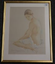 Louisa Dominguez (20th century British), 'Nude Beauty', signed. Pastels. 48x34cm approx. Framed