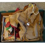 Box of vintage Boy Scouts items to include: beret with various place and other badges; 'Lancashire',