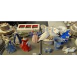 Two trays of china to include: various figurines; Royal Doulton 'Adrienne', 'Winsome' HN2220 and '