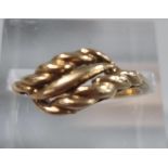 9ct gold dress ring. 2.4g approx. Size K. (B.P. 21% + VAT)