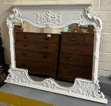 Rococo style painted over mantel mirror. 138x105cm approx. (B.P. 21% + VAT)