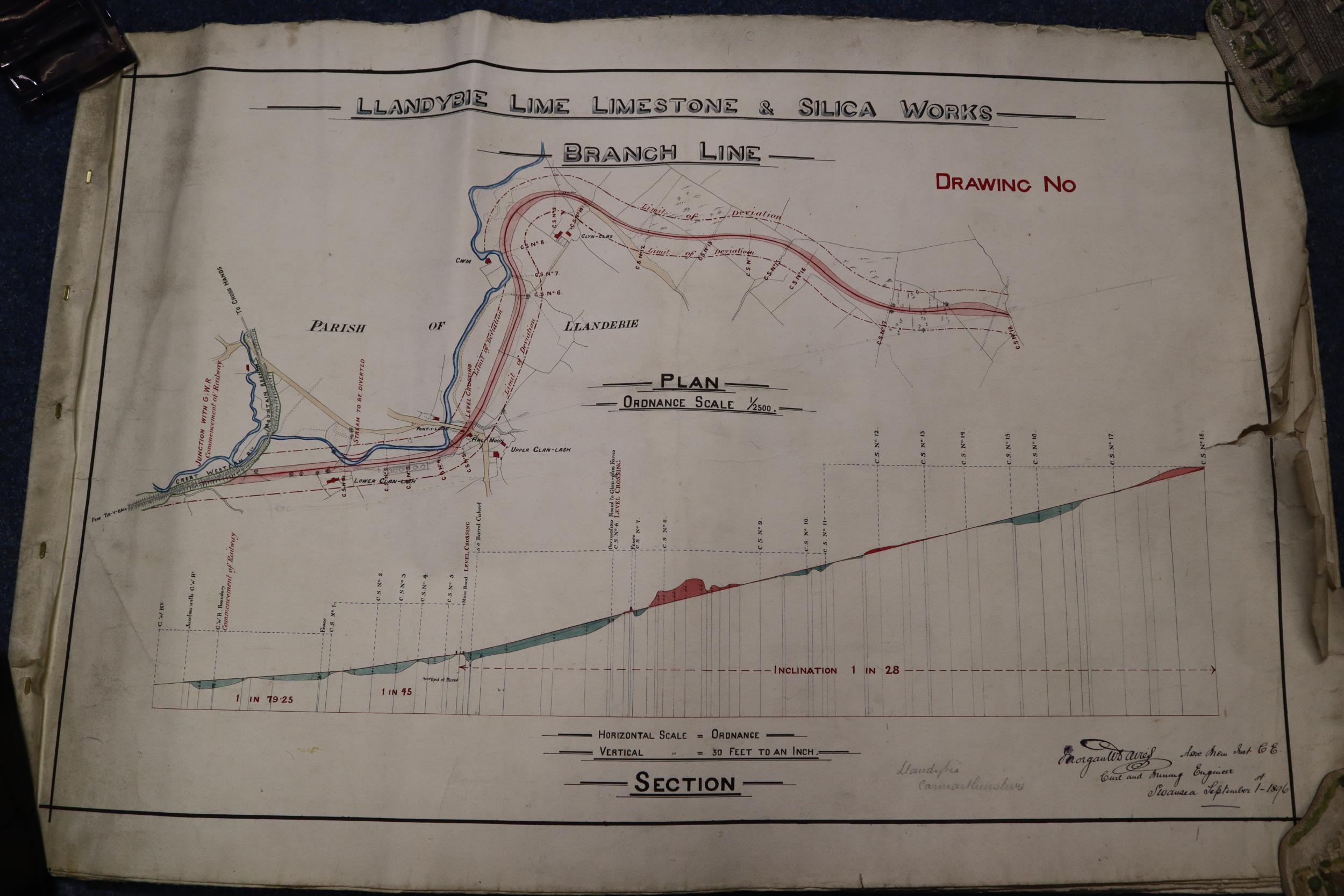 Llanydbie Limestone and Silica Works Plans to include: branch-line, details of tunnel, details of