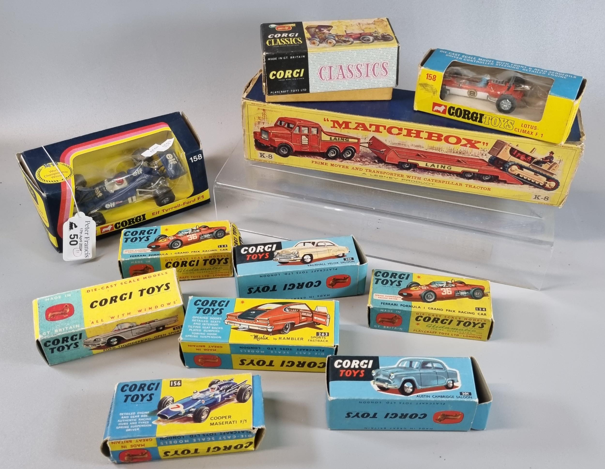 Collection of Corgi diecast vehicles to include: 158 Elf Tyrrell F1, 154 Ferrari Formula 1 Grand