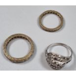 9ct gold eternity style ring. 1.7g approx. together with another eternity style ring and a marcasite