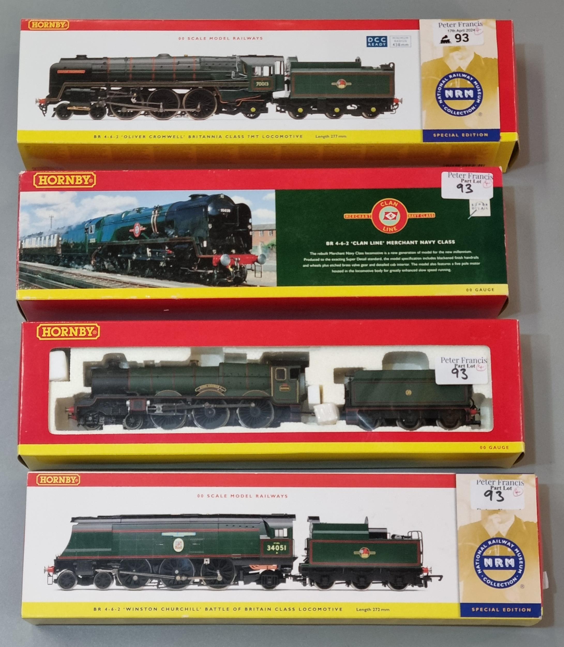 Four Hornby OO gauge locomotives all in original boxes to include: R2565 Oliver Cromwell, R2385