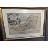 John Ogilby, an original strip road map, the road from Monmouth to Llanbeder, hand coloured. 33.