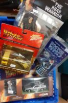 Collection of toys to include: Corgi Back to the Future Delorean time machine and Doc Brown white