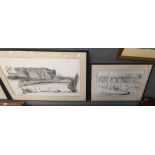 Welsh School, group of indistinctly signed monochrome prints depicting West Wales, bridges, villages