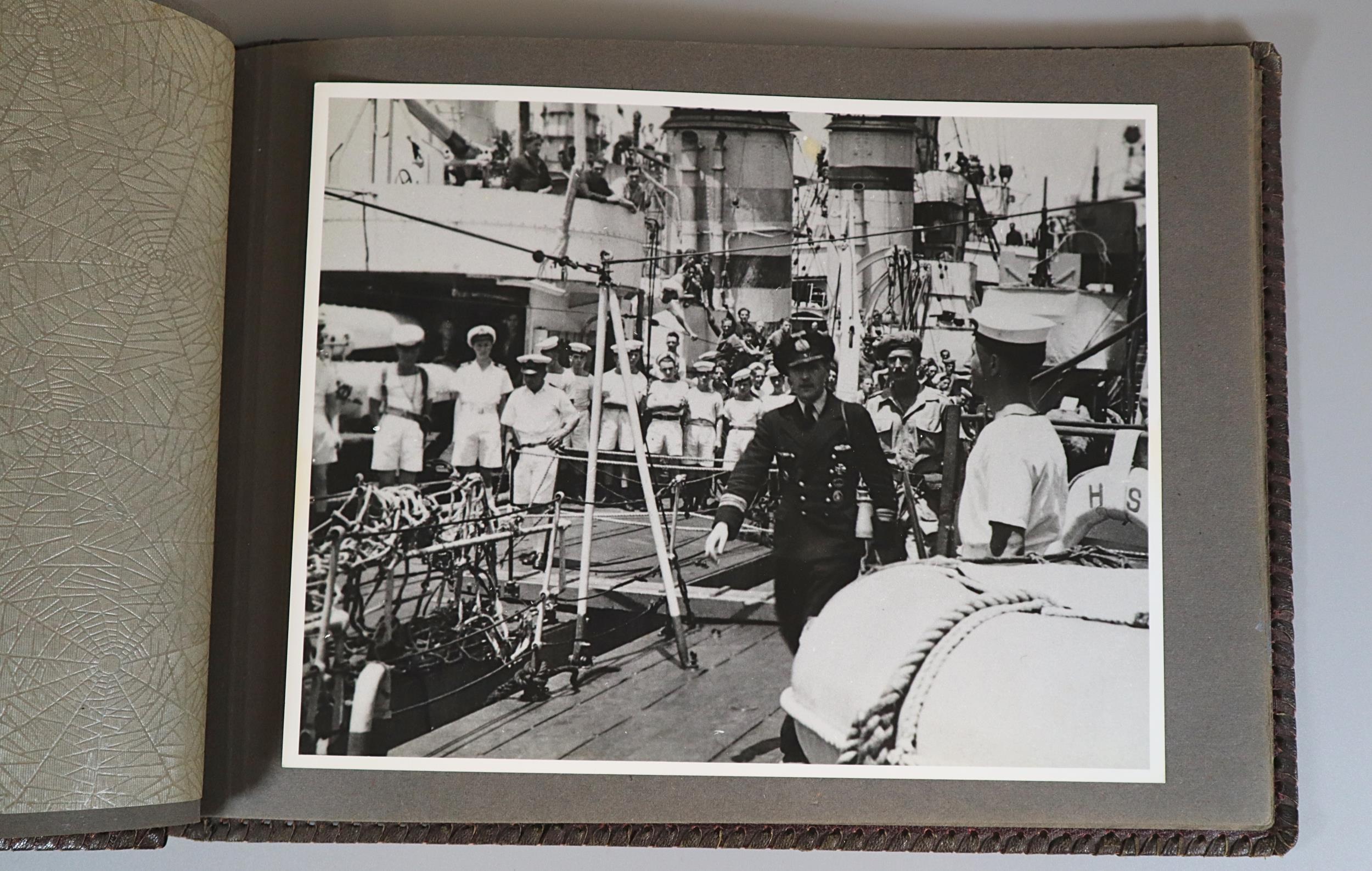 Interesting WWII photograph album, featuring images of the Aircraft Carrier HMS Formidable at sea, - Image 5 of 5