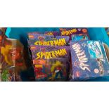 Collection of Spiderman Super Hero toys and accessories to include: figurines, Smythe Battle Chair