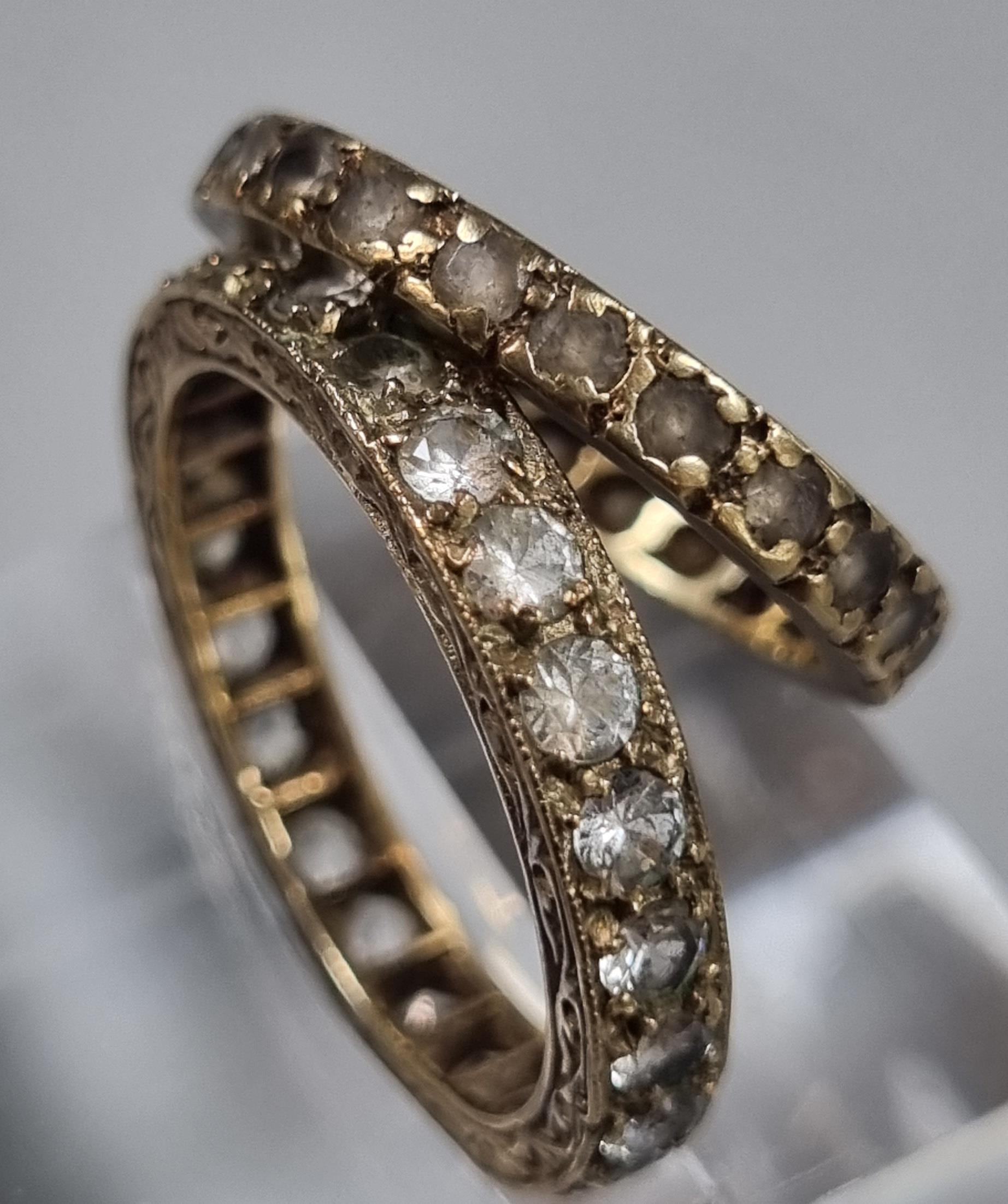 9ct gold eternity style ring. 1.7g approx. together with another eternity style ring and a marcasite - Image 3 of 4