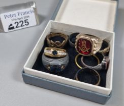 Collection of rings: costume, silver, Masonic design, 9ct gold and a 9ct gold and diamond eternity